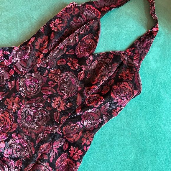 Rampage Floral Halter Mini Dress in Black and Pink Y2K size 7 - Picture 12 of 14